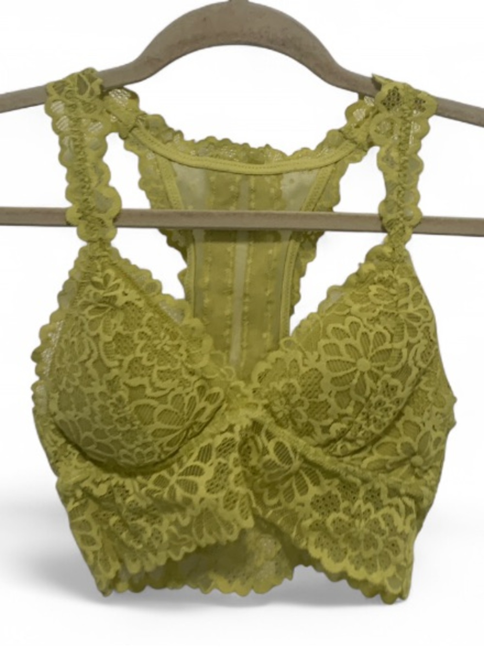Aerie Yellow Lace Racerback Padded Bralette